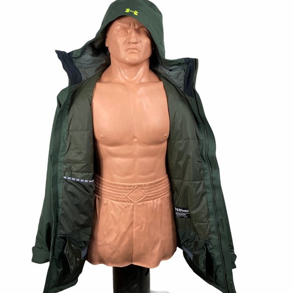UA Winter Jacket for Men Insulated Green Under Armour Coat Hooded 1280813 310 - Picture 6 of 16
